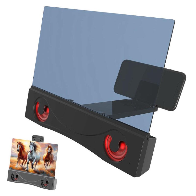 12-inch Bluetooth screen amplifier with dual speakers for video streaming and eye protection.